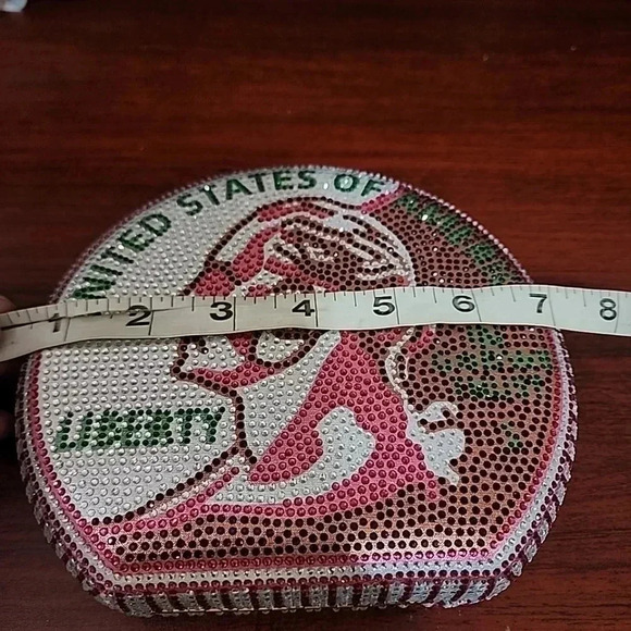 LUXURY Inlaid Diamond Evening Bag Dollar Coin Clutch Handbag - Picture 6 of 7